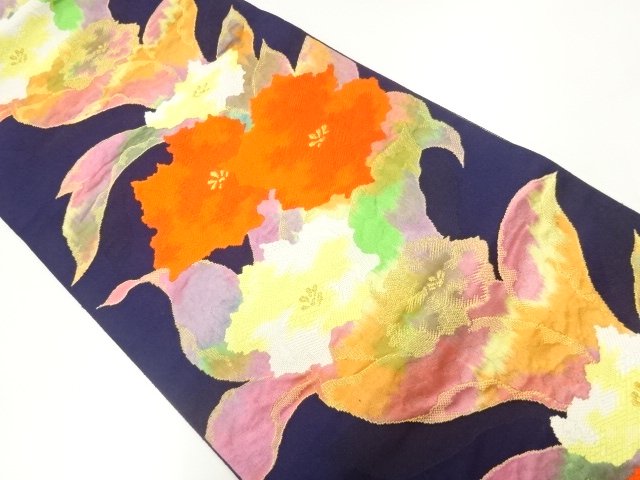JAPANESE KIMONO / NAGOYA OBI / CHIKUZEN HAKATA / WOVEN FLOWER 